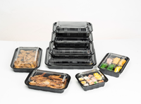 Boîte de présentation de sushi jetable, conteneur japonais en plastique PET, couvercle transparent anti-buée, emballage alimentaire HYX HYX-530 0,43 mm
