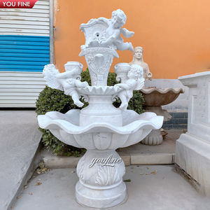 आउटडोर उद्यान संगमरमर करूब मूर्तियों पत्थर की दीवार पानी के फव्वारे - Product Image 1