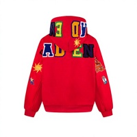 Cardigan à capuche zippé brodé de lettres colorées style rétro américain, pour homme et femme, collection Printemps, Nouvel An, Marque de mode pour couple