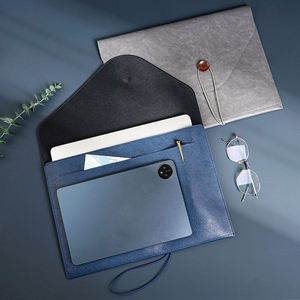 Large Capacity PU Leather <b>A4</b> <b>File</b> Bag Briefcase Buttons Personalized Business Office Storage Document Pouch Portfolio School Use - Product Image 3
