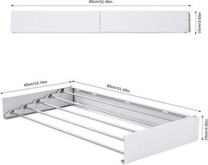 Toallero Plegable para el Hogar de 80 cm, Tendedero de Ropa Montado en la Pared, Retráctil, Ahorra Espacio, Estante de Almacenamiento de Ropa - Product Image 2