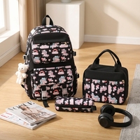 Nouveau Sac à Dos Fille 2026 Tendance Léger Respirant en Nylon, Motif Animalier Dessin Animé Mignon, Ensemble Trois Pièces Grande Capacité Courbé