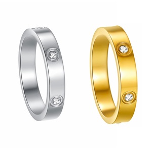 Anello <span class=keywords><strong>di</strong></span> Moda in Acciaio al Titanio, Lussuoso con Diamanti Incastonati, Resistente allo Sbiadimento, Anello Nuziale in Acciaio Inossidabile per Coppie, Uomo e Donna - Product Image 2
