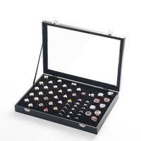 Boîte à bijoux en gros Boîte organisateur de bijoux Conteneur Fashion Pu Leather Glass Cover Necklace Ring Earring Bracelet Storage Box