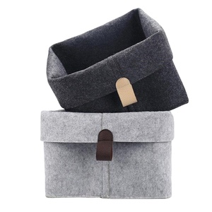 ICEBLUE HD Customized Label Light Gray Felt Storage Boxes Bins