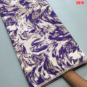 Tissu en dentelle brodée française de haute qualité 3919, tissu en dentelle <span class=keywords><strong>jacquard</strong></span> africain damassé doré 2024 pour robe de soirée femme - Product Image 4