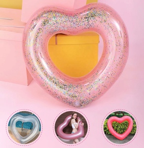 Anillos de Natación Inflables en Forma de Corazón, Flotador Gigante para Fiestas en la Piscina, Colchoneta Flotante, Círculo de Natación - Product Image 2