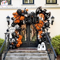 Décorations de fête sur le thème de la Sainte-Guerrière d'Halloween : Guirlande de fanions et ensemble de ballons en latex aux motifs fantôme, crâne, citrouille et chauve-souris