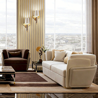 Ensemble de canapés de salon de villa moderne de luxe, table basse en marbre, mobilier de hall d'hôtel haut de gamme sur mesure