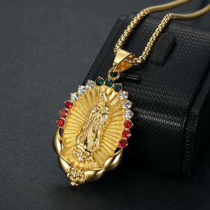yunnique Rhinestone Oval Pendant Necklace Stainless Steel Unisex Clavicle Chain Gift Jewelry - Product Image 3