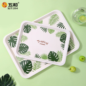 Wuhe Melamine Bowls Plates Tropical Plants Pattern Round Dishware Set For Home Daily Use - Product Image 5