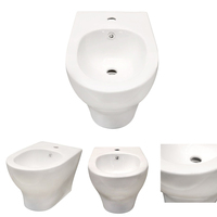 WC suspendu en céramique vitrifiée avec bidet intégré, finition brillante, pour salle de bain