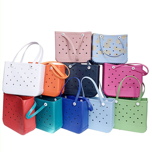 Wholesale Custom Women Beach Silicone Bag With Holes Waterproof Tote Bags Summer Rubber Totes Large Fashion Eva Plastic Bogg
