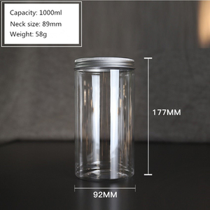 89mm calibre 200ml 250ml 300ml 400ml 500ml 600ml 800ml1000ml de plástico transparente para mascotas tarro de comida de envases de frasco con tapa de tornillo - Product Image 6
