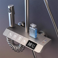 Système de douche thermostatique, 4 fonctions, affichage numérique LED, touches piano, ensemble de douche mural, mitigeur de salle de bain et pulvérisateur de bidet