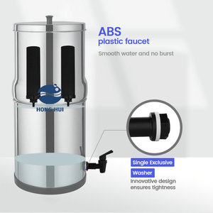 NSF/ANSI 42 & 372 Hong HUI LT-3A <span class=keywords><strong>3</strong></span> gallon Countertop Máy lọc nước thép không gỉ trọng lực Fed Hệ thống lọc - Product Image 4