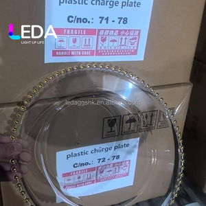 Assiettes de présentation rondes en plastique acrylique transparent LEDA en gros avec bordure perlée, 13 pouces, assiettes de présentation décoratives - Product Image 1