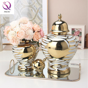 Nordic <strong>Light</strong> Luxury Gold Ceramic General Ginger Jar Crafts Table Decoration Accessories <strong>Vase</strong> With Lid <strong>for</strong> Living Room - Product Image 2