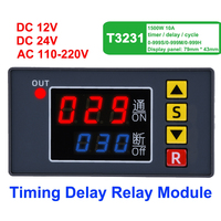 Relais temporisé numérique T3231 110V-220V 12V/24V avec affichage LED, interrupteur de contrôle de minuterie cyclique, relais de temporisation réglable, interrupteur de temporisation