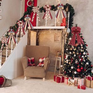 Pita Natal Besar Bermotif Kotak-Kotak Merah dari Kain Goni untuk Dekorasi Dinding, Pagar, dan Puncak Pohon Natal, untuk Dekorasi Natal 2027 - Product Image 6