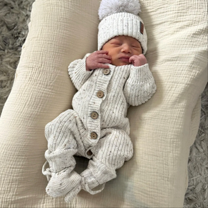 <span class=keywords><strong>Bonnet</strong></span> en coton pour bébé nouveau-né, <span class=keywords><strong>tricot</strong></span> épais, gros pompon, chaud pour l'hiver, 0-3 mois - Product Image 2