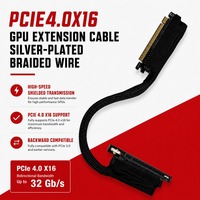 Câble Riser PCIe 4.0 X16 haute vitesse 32 Go/s, 270 degrés, plaqué argent, isolation en teflon tressé, montage vertical