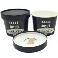 Vaso desechable impermeable de pared simple para helado con cuchara y tapa para máquina expendedora, logotipo personalizado, 4 oz