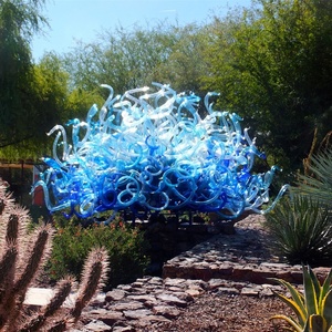 Jarrón Decorativo de Jardín de Vidrio de <span class=keywords><strong>Murano</strong></span> Soplado a Mano, Color Azul, Escultura Artística, Duradero, Venta Directa de Fábrica - Product Image 2