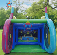 Stand de jeu interactif de tir sur cible pour enfants, sur le thème de la raquette de tennis en marbre, en PVC écologique gonflable, avec jeu de notation