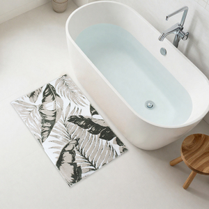 Tapis de bain en coton recyclé teint en fil, tissé jacquard, 70x120cm, écru / beige / vert Nil, production sur mesure, fabriqué en Turquie - Product Image 1