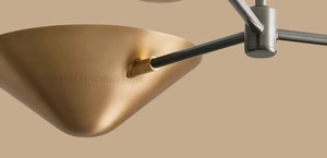 Lustre suspendu conique en laiton de style mid-century de luxe à 3 lumières, fait main, vintage, pour salle à manger et cuisine - Product Image 3