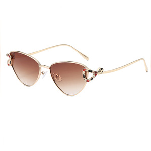 Gafas de sol tipo ojo de gato con montura completa, lentes degradadas UV400, montura metálica de moda retro para mujer - Product Image 4