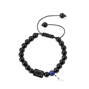Bracelet Signe Astrologique 12 Zodiaques en Obsidienne Noire Naturelle, Perles Élastiques Ajustables pour Hommes et Femmes, Bracelet de Couple, Cadeau d'Anniversaire - Product Image 5