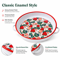Plaque de cuisson en émail à double poignée, épaisse, pour la préparation de salades de fruits et la cuisson de pizzas, avec logo personnalisé, pour la cuisine domestique et les commandes d'exportation