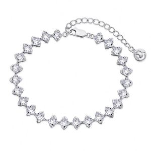 Dylam Stylish 925 Sterling Silver Rhodium Plated 4mm Square Diamond 5A Cubic Zirconia Jewelry <b>Bangle</b> Tennis Bracelet - Product Image 1