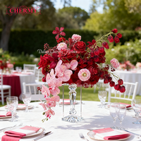 Boule de fleurs artificielles rouges en gros, centre de table de mariage, boule de roses, centre de table, grande composition florale