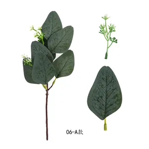 도매 단일 패브릭 두꺼운 막대 유칼립투스 잎 다양한 종의 홈 장식 유칼립투스 잎 녹색 식물 벽