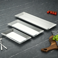 Plateaux miroir robustes en acier inoxydable, assiettes à collation, plateaux de service pour fruits et aliments, plateaux longs pour desserts, collations et sushis, et plateaux à bijoux