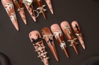 ENNA Ongles Press-On Gothiques Pré-découpés Imperméables 10 pièces en ABS, Longs, Carrés, Motifs Papillon et Stiletto, pour Doigts
