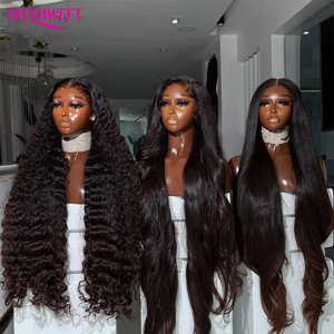 印度宽松深色原发假发波浪纹透明高清全蕾丝前额假发适合黑人女性 - Product Image 2