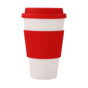 Mug de voyage réutilisable écologique, tasse personnalisée imprimée avec manchon et couvercle en silicone - Product Image 4