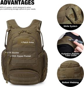 <span class=keywords><strong>Sac</strong></span> à <span class=keywords><strong>dos</strong></span> tactique en denim personnalisé de 25 L avec fermeture à glissière, sacs à <span class=keywords><strong>dos</strong></span> de randonnée Molle pour le camping et les voyages - Product Image 3