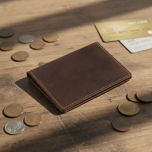 Vintage Genuine Leather Slim <b>Wallet</b> Business <b>Card</b> <b>Holder</b> <b>for</b> Men's Credit ID & Bank <b>Cards</b> - Product Image 3