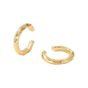 Nagosa gioielli minimalisti orecchini in argento sterling 925 con polsino dell'orecchio martellato vermeil in oro 18 carati