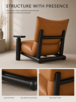Fauteuil d'appoint moderne rembourré en cuir pleine fleur et tissu extensible dégradé, idéal pour chambre, salle à manger, hôtel