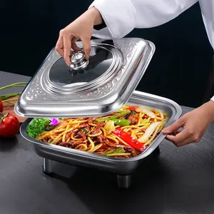 Hotel Regular Silver Chaffing Dishes Stainless Steel Food Serving Tray Buffet Set Chafing Dish With Lids