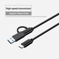 Câble de données USB 3.1 Type-C C/A Combo 2-en-1 3A à charge rapide 10 Gbps en cuivre pur tressé PVC pour téléphone, voiture, écouteurs, compatible 4K60HZ