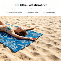 Handuk Pantai Mikrofiber Custom Print Motif Penyu Cepat Kering Bebas Pasir Handuk Perjalanan Besar untuk Liburan Kolam Renang Berenang