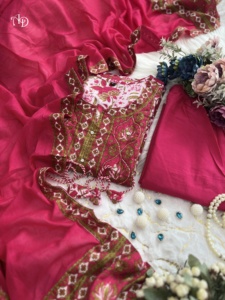 Recién llegado, conjunto de traje Anarkali con bordado a mano, tejido Zari y estampados con encaje Dupatta - Product Image 2