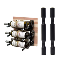 Support mural moderne et minimaliste noir pour 2 bouteilles en aluminium avec crochets, personnalisable, pour cave à vin - Vente chaude